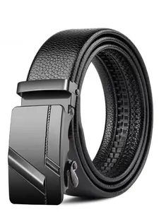 Men's Business Belt with Automatic Buckle, High-Quality Leather Strap, Versatile Denim Suit Waistband, Ideal for Mid-Youth Ages, Trendy Versatile Buckle