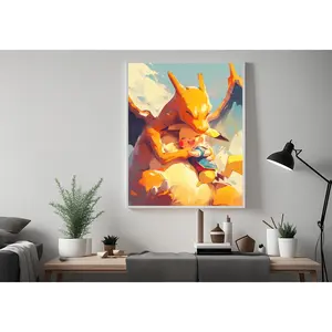 (No Frame) Trendy Charizard and Pikachu Poster, High Quality Printable Wall Art, Bedroom Wall Art, Japanese Home Decor