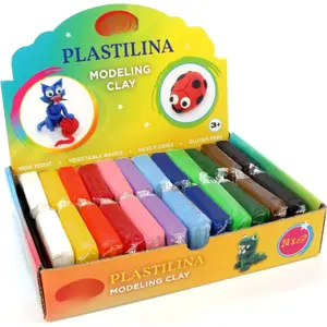 Plastilina  and Non-Drying Modeling Clay  Set; Set of 24 Bars, 1.4 Ounce Each, 2 Each of 12 Colors,  for Arts and Crafts Projects, Multicolor