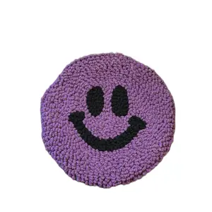 Smiley face punch needle coaster