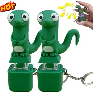 Lizard Keychain Sound Button Fidget Toys Fun Rechargeable Animal Keychains Stress Reliever with Colorful Lights Funny & Portable Anxiety Relief Toy