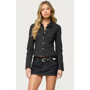 Edikted Women's Ilia Polka Dot Button Up Shirt