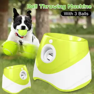 Dog Ball Launcher Interative Dog Fetch Machine with 3 Tennis Balls for Indoor/Outdoor Throwing Game