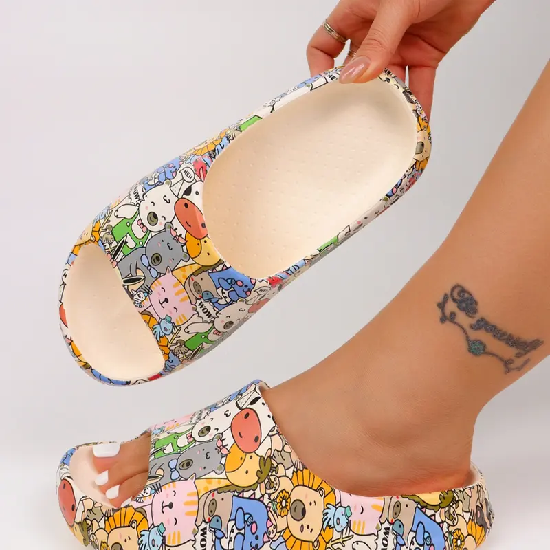 Women's Fashion Portable Sandals, Slipper, House Slippers, Casual Slippers, Cute Cartoon Animal Print, Ultra-Soft Eva Cushioned, Lightweight, Easy On/off, Summer Indoor Outdoor Wear, Home Slippers, Indoor Shoes