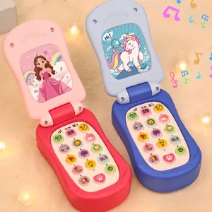 Cartoon Toy Flip Phone - 3 Colors Pink Blue Purple, Light & Sound Musical Light Up Toddler Phone, Educational Interactive Toy for Parent-Child Bonding Playtime