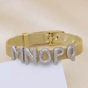 Cross-Border Platinum Watch Strap Leather Strap Bubble Balloon 26 English Letters DIY Name Bracelet