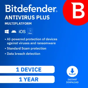 Bitdefender Antivirus Plus - New Product Range | 1 device | 1 year | PC/Mac/iOS/Android
