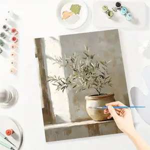 Potted Plants Paint By Number Kits for Adults Beginners, Easy Acrylic Simple Paint By Number Kits, DlY Watercolor Paint By Numbers Kits on Canvas Without Frame for Home Wall Decor Home Decoration 16x20inch