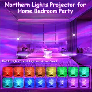 LED Water Ripple Aurora Projector Lamp with 16 Color Options, Crystal Design, Smart Remote Control, and USB Powered, Perfect for Bedroom and Home Decor Gifts