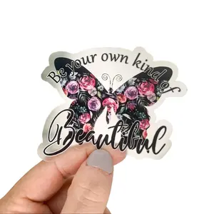 Be Your Own Kind Of Beautiful Sticker, Car Decals For Women, Butterfly Decal, Clear Stickers, Laptop Decal, Vision Board Sticker,Girly Label