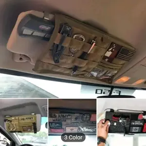 Large Tactical Nylon Visor Panel Organizer for Cars and Trucks - MOLLE-Compatible Gear Storage with Adjustable Straps