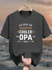 Men's pure cotton casual short-sleeved T-shirt, spring and summer style short-sleeved solid-color printed casual sports T-shirt, all-cotton home and outdoor comfortable and breathable round-neck T-shirt, suitable as a gift for men