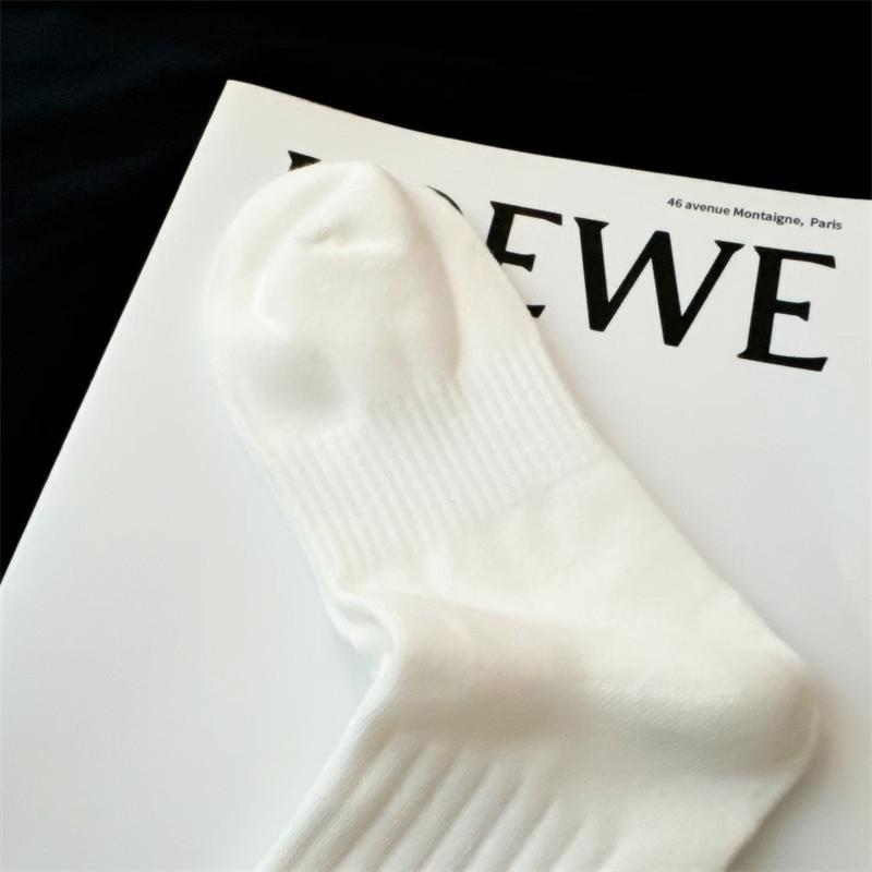 5-Pair Men's Medium Socks Summer Thin Short Socks Ship Socks Cotton Sweat Absorbent and Odorous Towel Bottom Outdoor Sports Football Basketball Men's and Women's Socks