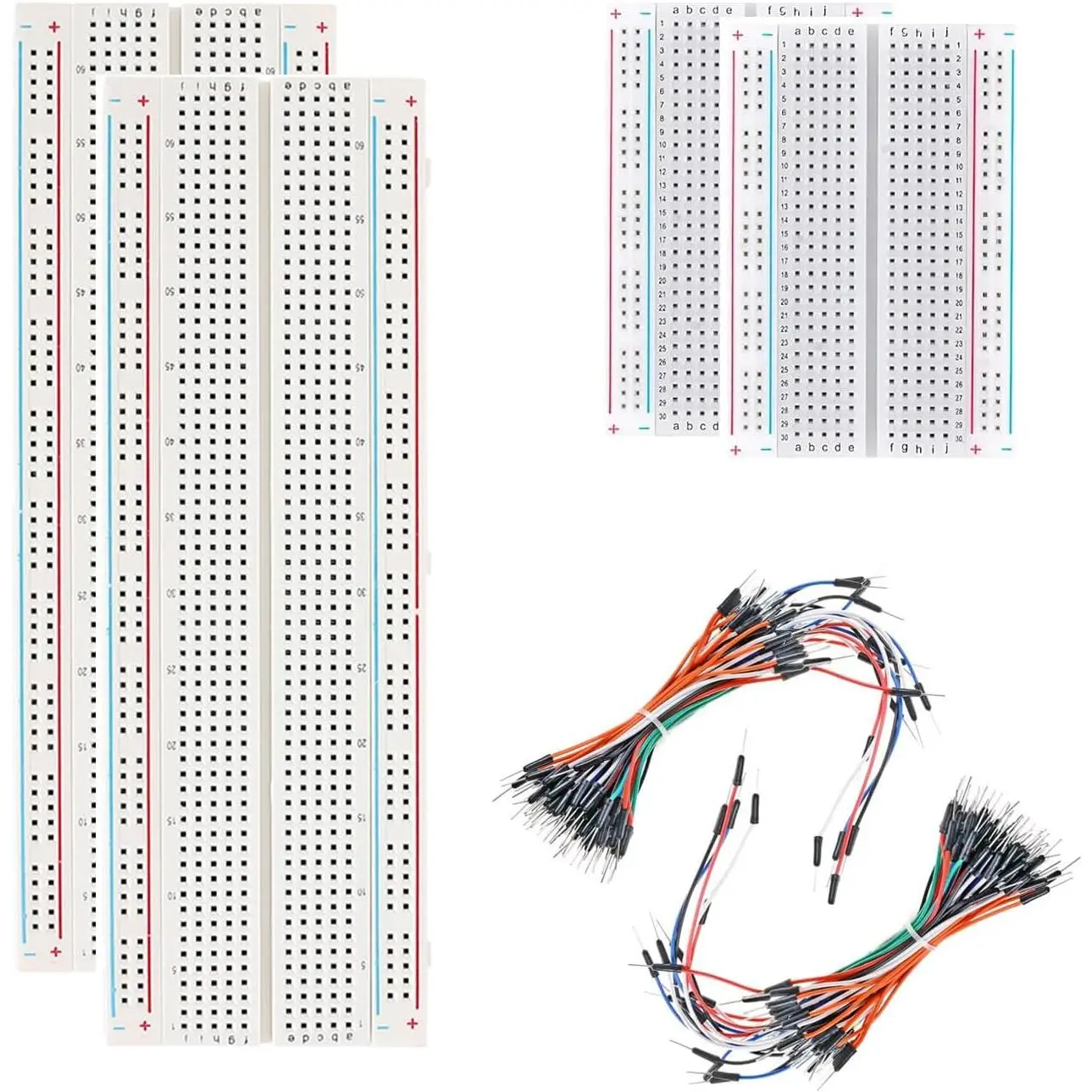 Solderless Breadboard  Kit - 4 count 830/400 Tie Points Boards + 130 Jumper Wires | ABS Plastic with Tin-Plated Contacts, Compatible with Arduino, Raspberry Pi & Electronics Projects