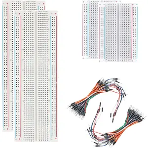 Solderless Breadboard  Kit - 4 count 830/400 Tie Points Boards + 130 Jumper Wires | ABS Plastic with Tin-Plated Contacts, Compatible with Arduino, Raspberry Pi & Electronics Projects