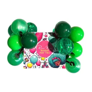 8 Pcs Green Assorted Bubble Hair Ties - Royal Kyree