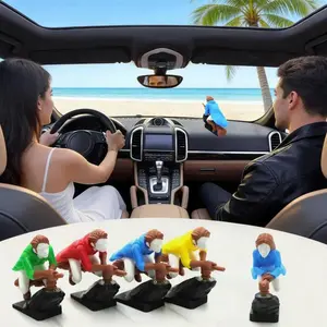 Funny Car Dashboard Push Figurines – Creative Rotating Suction Cup Car Decor, Mini People Dashboard Ornament That Moves When Turning