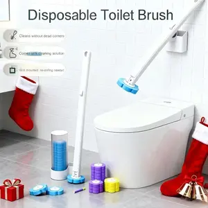 Disposable Toilet Brush with 18 PCS Refills, Disposables Toilets Cleaning System with Handle, Storage Caddy and 18 Toilet Bowl Refill Heads for Bathroom Cleaning hygienic bathroom maintenance toilet plunger set cleaning supply sink bathtub wash basin