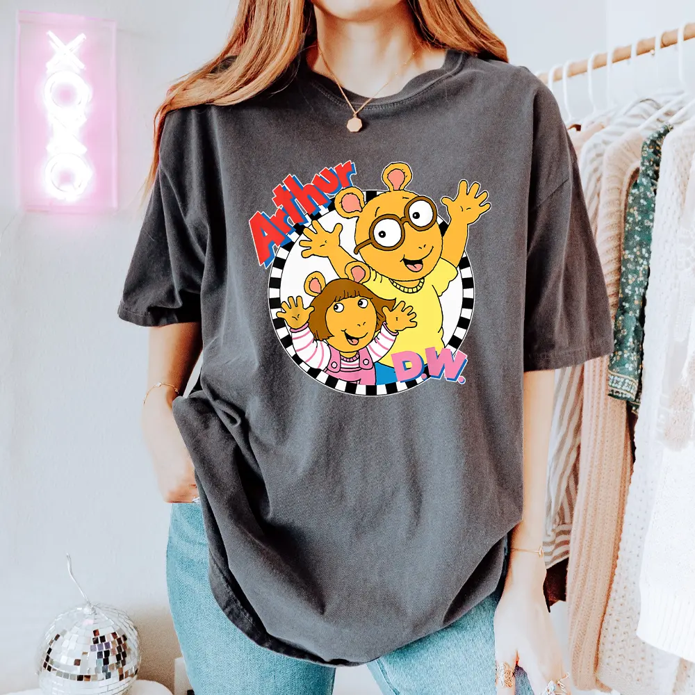Cute Arthur D.W Cartoon Character T-shirt, 90s Nostaglic TV Show Shirt, Arthur Kid Show Tee, Arthur Buster Graphic Tee, Arthur And Friends Outfits, Teacher's Clothes for Summer