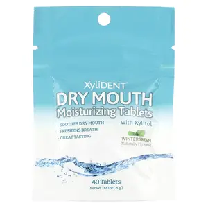 XyliDENT Dry Mouth Moisturizing Tablets with Xylitol, Wintergreen, 40 Tablets