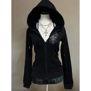 Women’s Y2K Gothic Feather Print Hoodie, Slim Fit Long Sleeve, Casual Vintage Style, Perfect for Tall Girls, Music Festivals, Streetwear