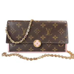 Pre-owned Louis Vuitton PVC Crossbody Bags Monogram Flore Wallet with Added Chain