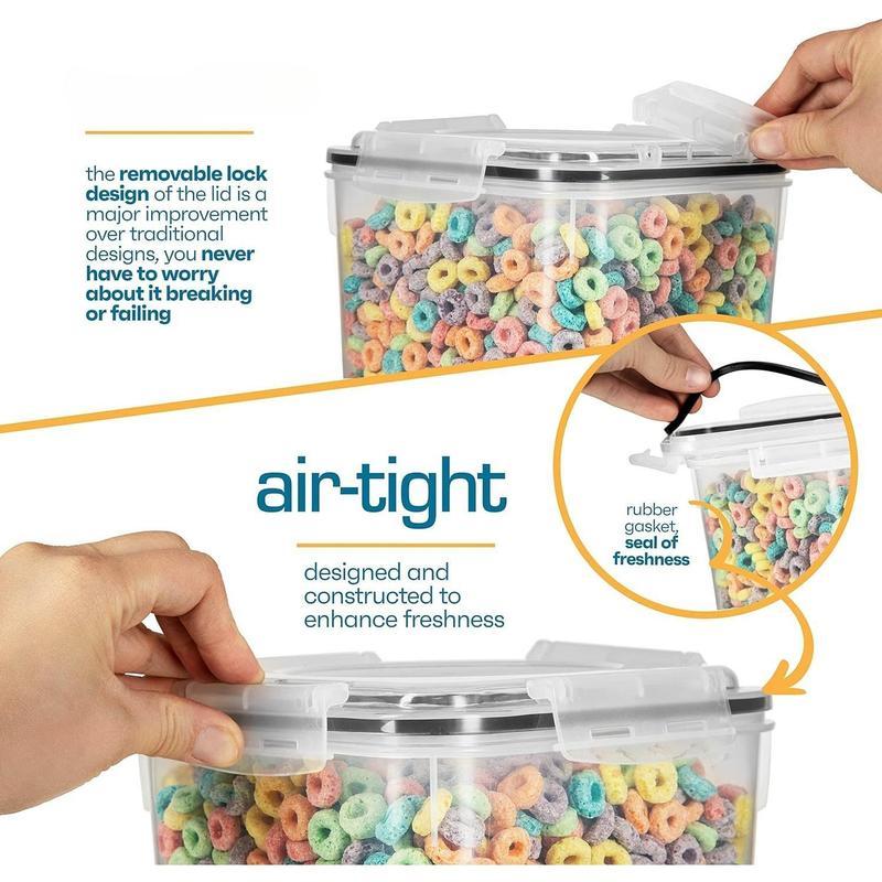 4 Pack 5.3L Large Airtight Food Storage Containers, BPA-Free Plastic Canisters for Flour, Sugar & Rice, Kitchen Pantry Organization Storage Containers with Sealed Lids, Ideal Kitchen Utensils