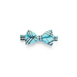 Young Boys Plaid Print Bow Tie - Blue