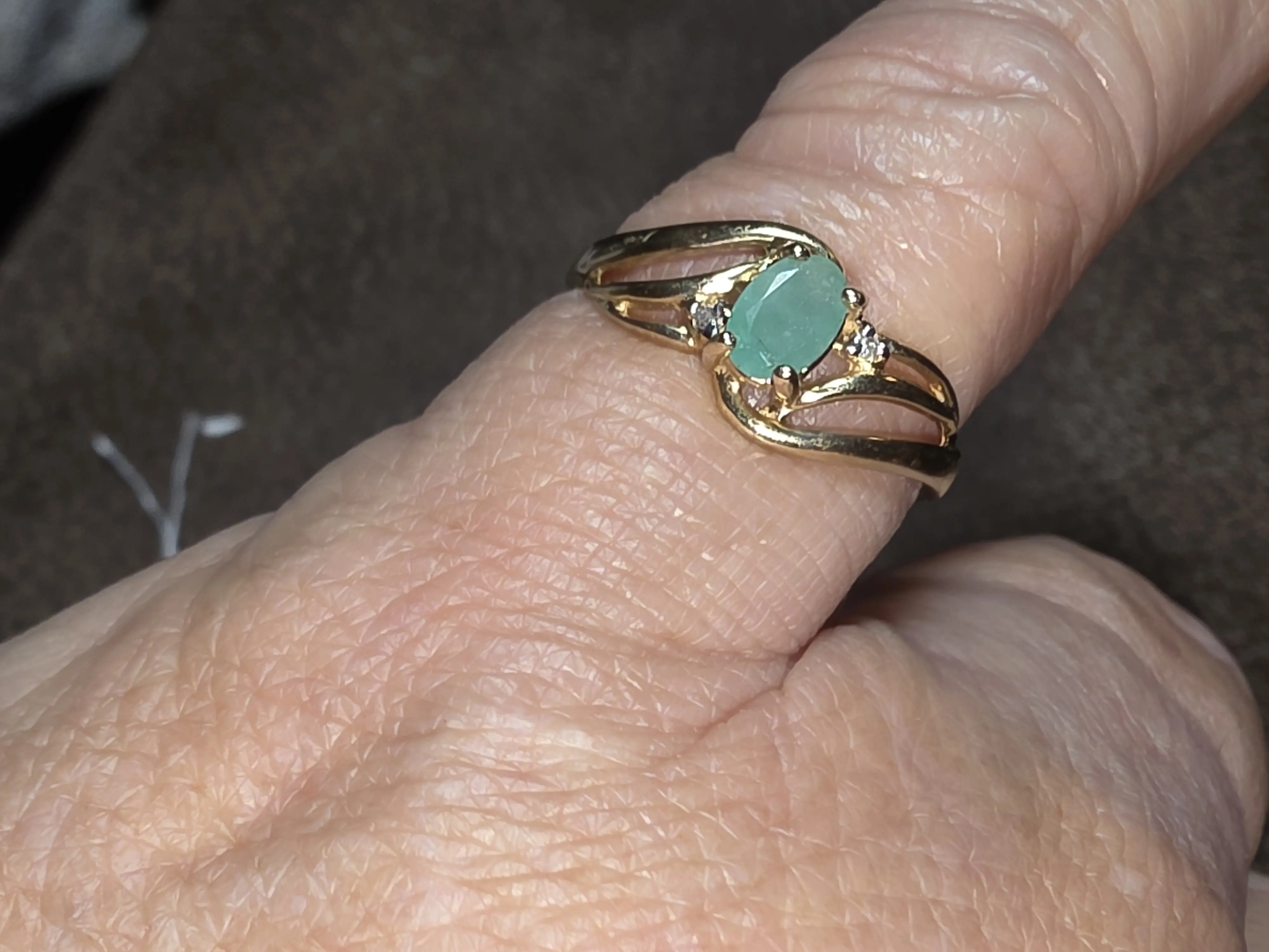 10K Gold Emerald and Diamond Accent Ring, Fine Emerald Jewelry for Women
