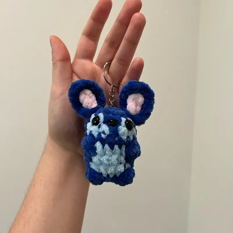 Hand crocheted blue koala keychain