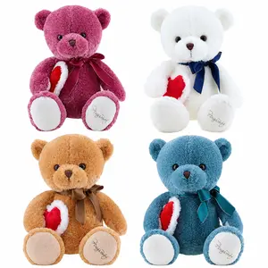 SNOWOLF Teddy Bear Stuffed Animal with Love Heart, 11"20"27" Soft Plush Hugging Pillow for Kids, Boys, Girls, Girlfriend, Perfect Gift for Valentine's Day, Christmas, Birthday