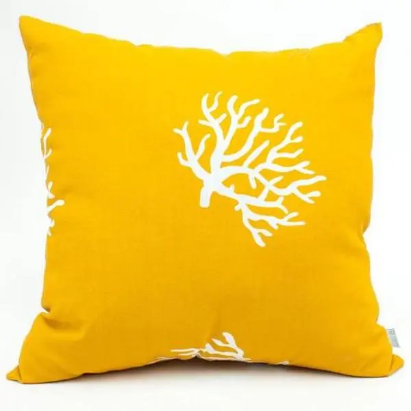 Majestic Home Yellow Coral Large Pillow - 20x8x20 in, Polyester Material, Plush Fill, Durable Look, Indoor-Outdoor Use, Spot Clean Compatible, Living Room Decor, Fade Resistant, UV Protected