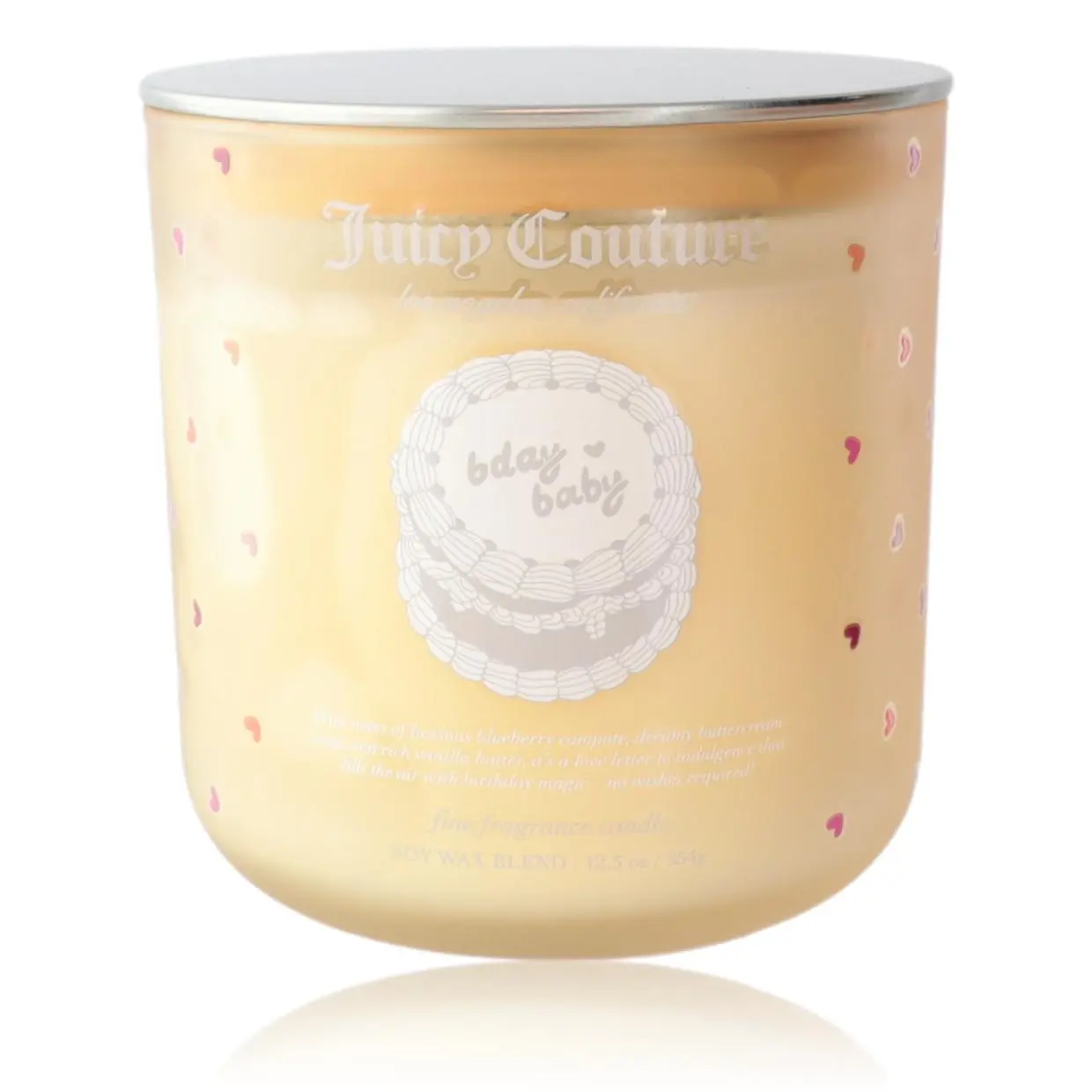 Juicy Couture Bday Baby Scented Candle, 12.5oz Single Jar with a Subtle Fine Fragrance for Cozy Home Decor, Aroma