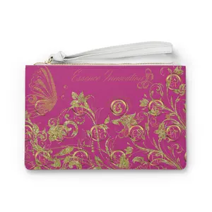EssenceInnoCreate Elegant Floral Clutch Bag in Pink – Luxe Accessory for Parties, Weddings, Evening Events, Gift for Her, Travel Bag