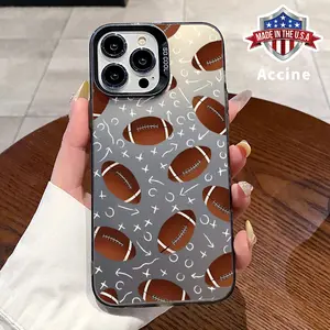 Hard PC Case for iPhone 16 Pro Max 15 Plus 14 13 12 11 XR E XS Football - Field Flair Pattened Soft Edge Anti-Drop Lightweight Back Cover Gift for Male