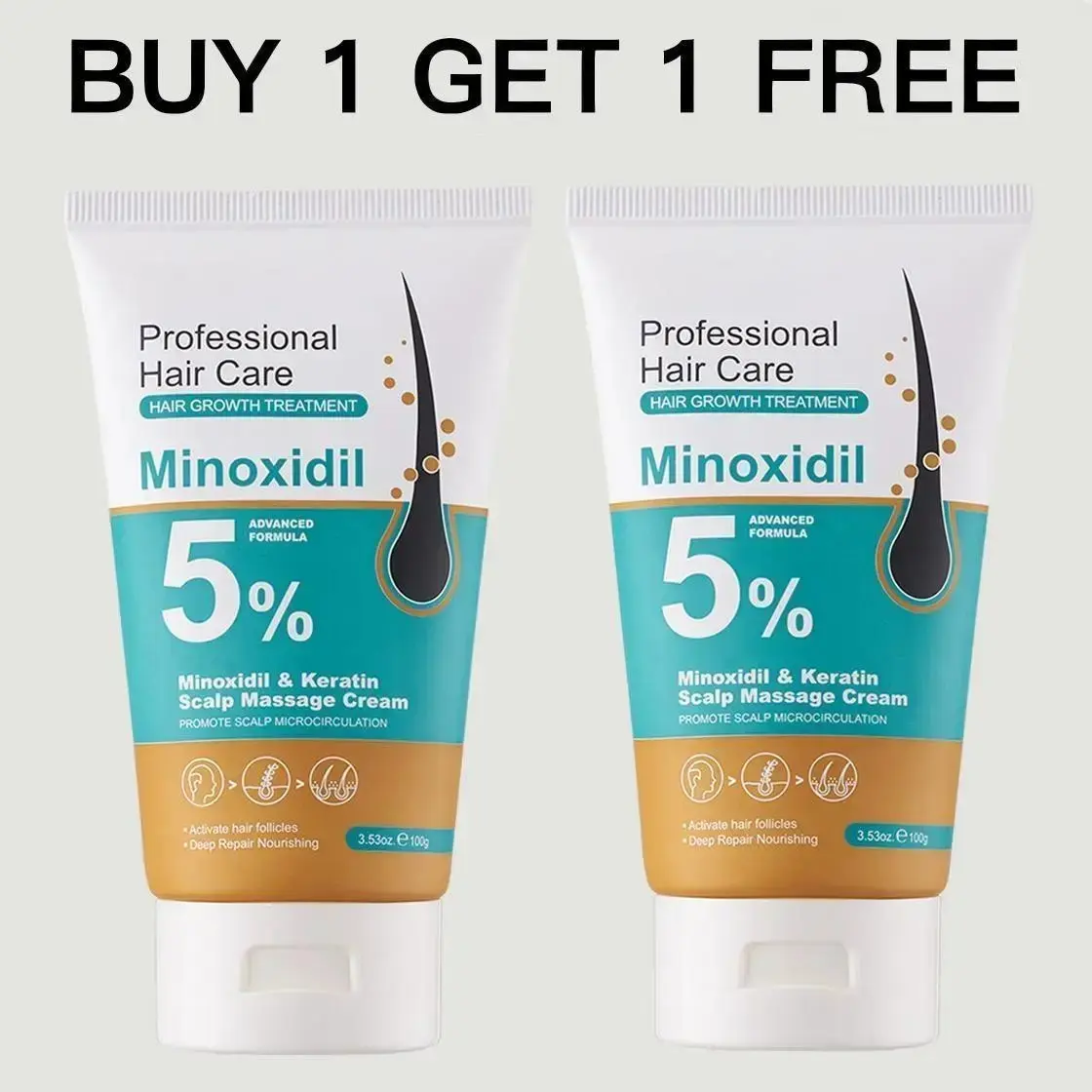 Buy 3 Get 3 Free 5% Minoxidil & Keratin Scalp Massage Cream for Hair Growth Treatment Men Women Nano Foam Essence Fast Regrowth Prevent Loss