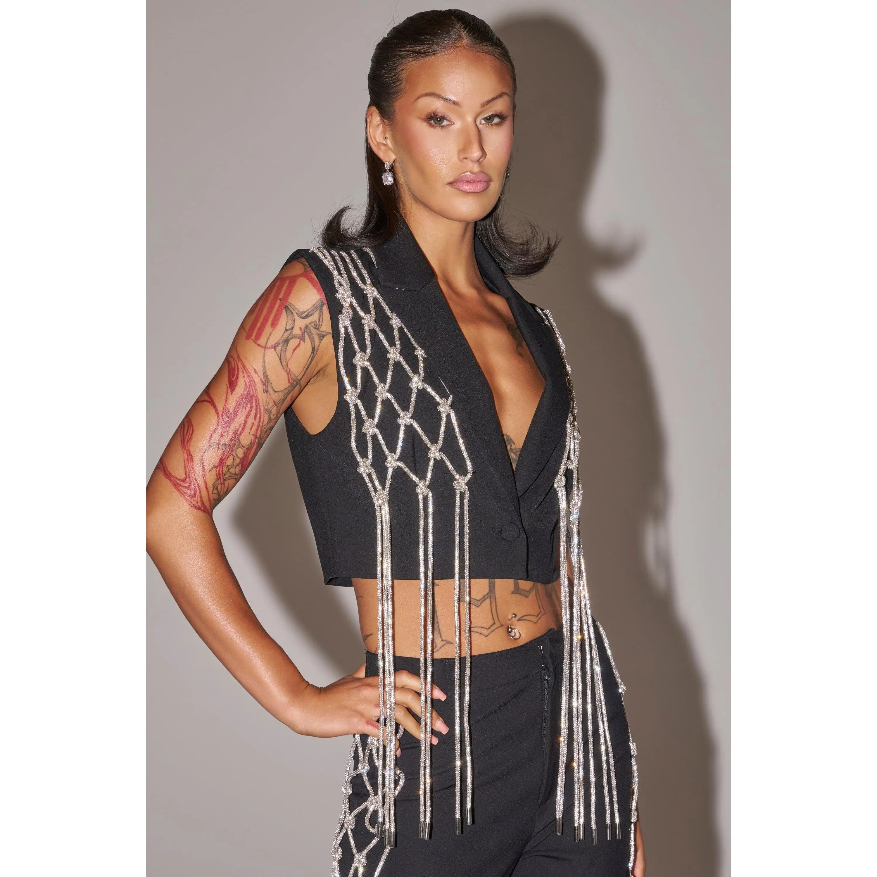 NINA RHINESTONE BLAZER VEST