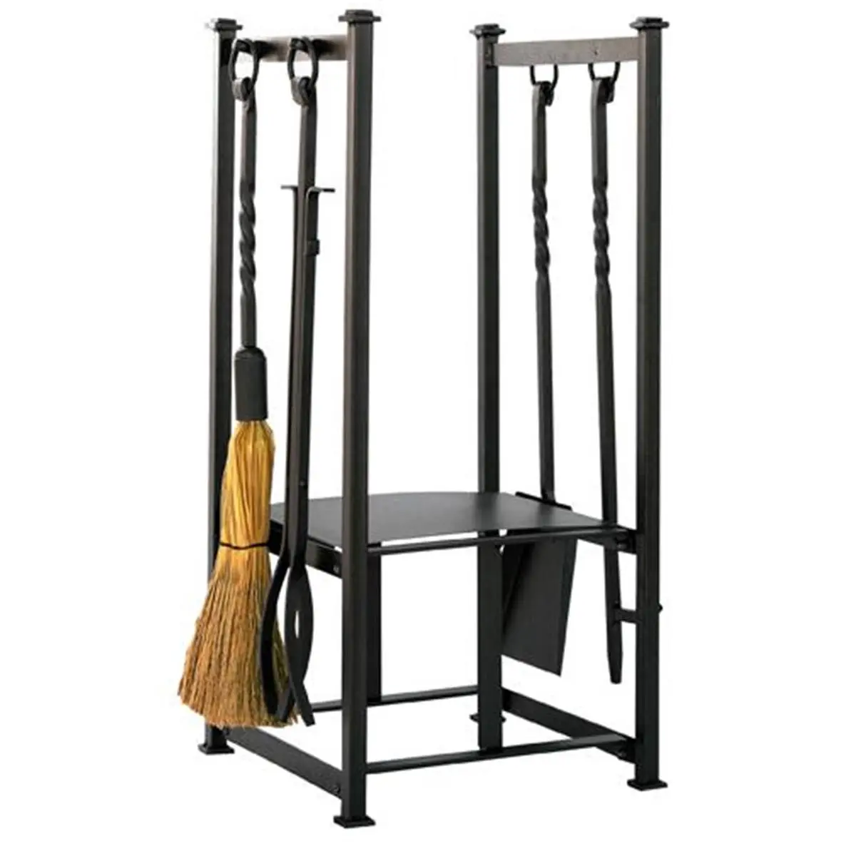 UniFlame Olde World Cast Iron Log Rack With Tools - 28.5"h x 14.5"w, Affordable Fireplace Accessory, Durable Material, Practical Frame, Superior Craftsmanship