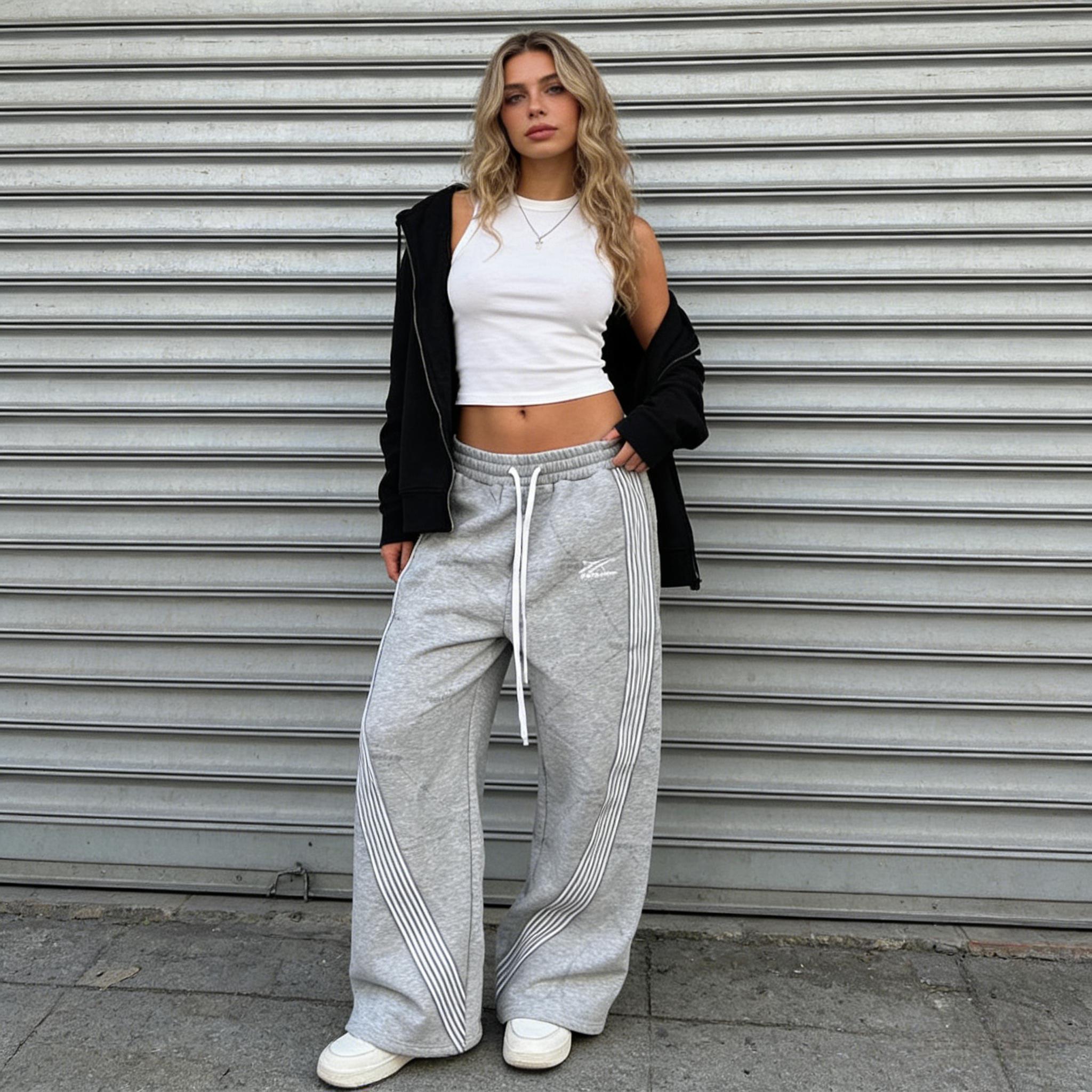 Striped Wide Leg Sweatpants, Y2K Retro Oversized Drawstring Track Pants, Casual Streetwear Baggy Lounge Trousers, Comfy Athletic Joggers for Men Women