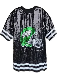 Sparkle Cheerleader T-Shirt, Nfl Football Fan Gear, Silver Color Sparkles, Game Day, Casual Street Style Top