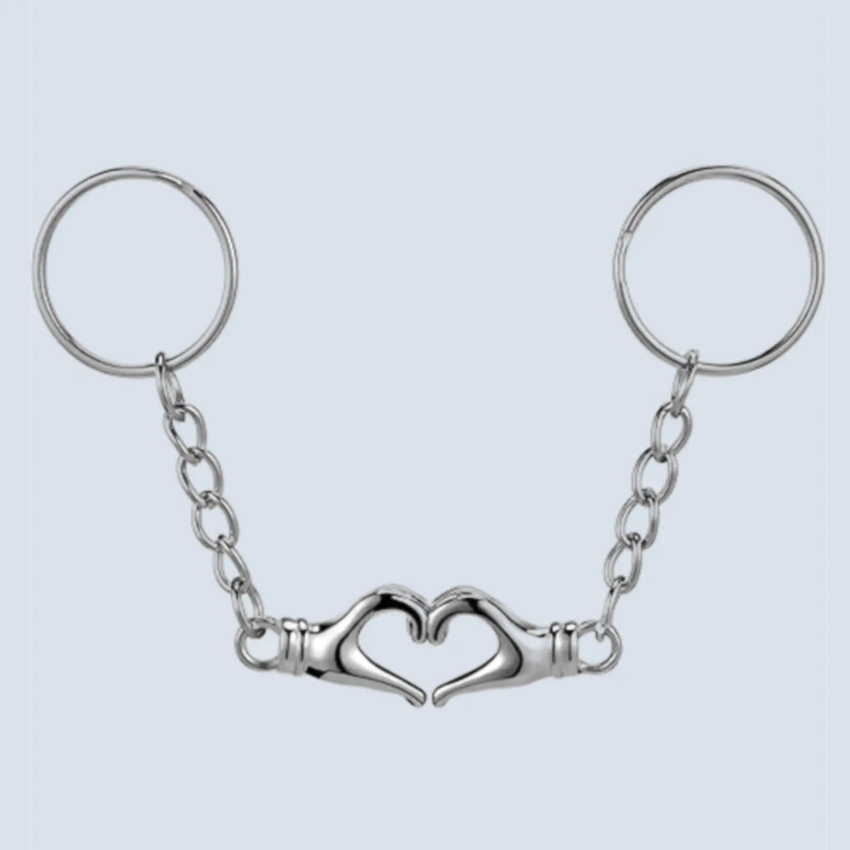 Silver Magnetic Hand Hearts Connecting Matching Keychain Set for Couples or Best Friends - Perfect Gift for Anniversary, Valentine's Day, Christmas