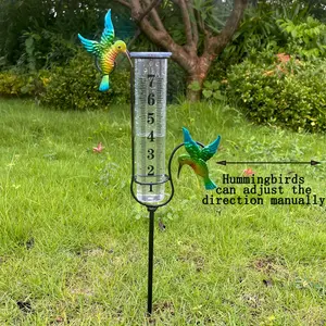 7-Inch Garden Art Hummingbird Rain Gauge, Large Capacity Metal Frame Rain Gauge, Accurate And Easy-To-Read Rain Gauge, Yard Rain Gauge, Outdoor Rain Gauge.