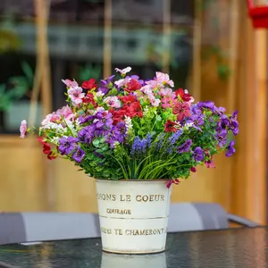 24 Bundles Artificial Flowers for Outdoors, Fake Spring Flowers Plants, UV Resistant, Home Garden Porch Window Wedding Decor, Artificial Lavender Plant, Artificial Pansy Flower