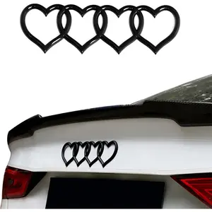 3D Badge Decal Sticker, Love Heart Logo Rear Trunk Emblem, Car Replacement 3D Sticker, Car Exterior Emblems Badge 3D Sticker Decal Fit for Audi A3 A4 A5 A6 A8 TT R8 Q3 Q5 Q7 (Bright black)