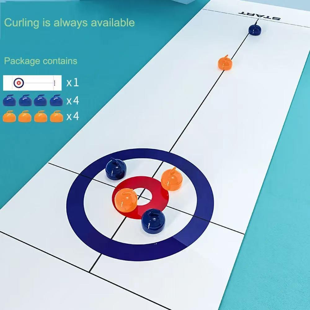 Tabletop Curling Game with 16 Stones, Portable Family Party Board Game