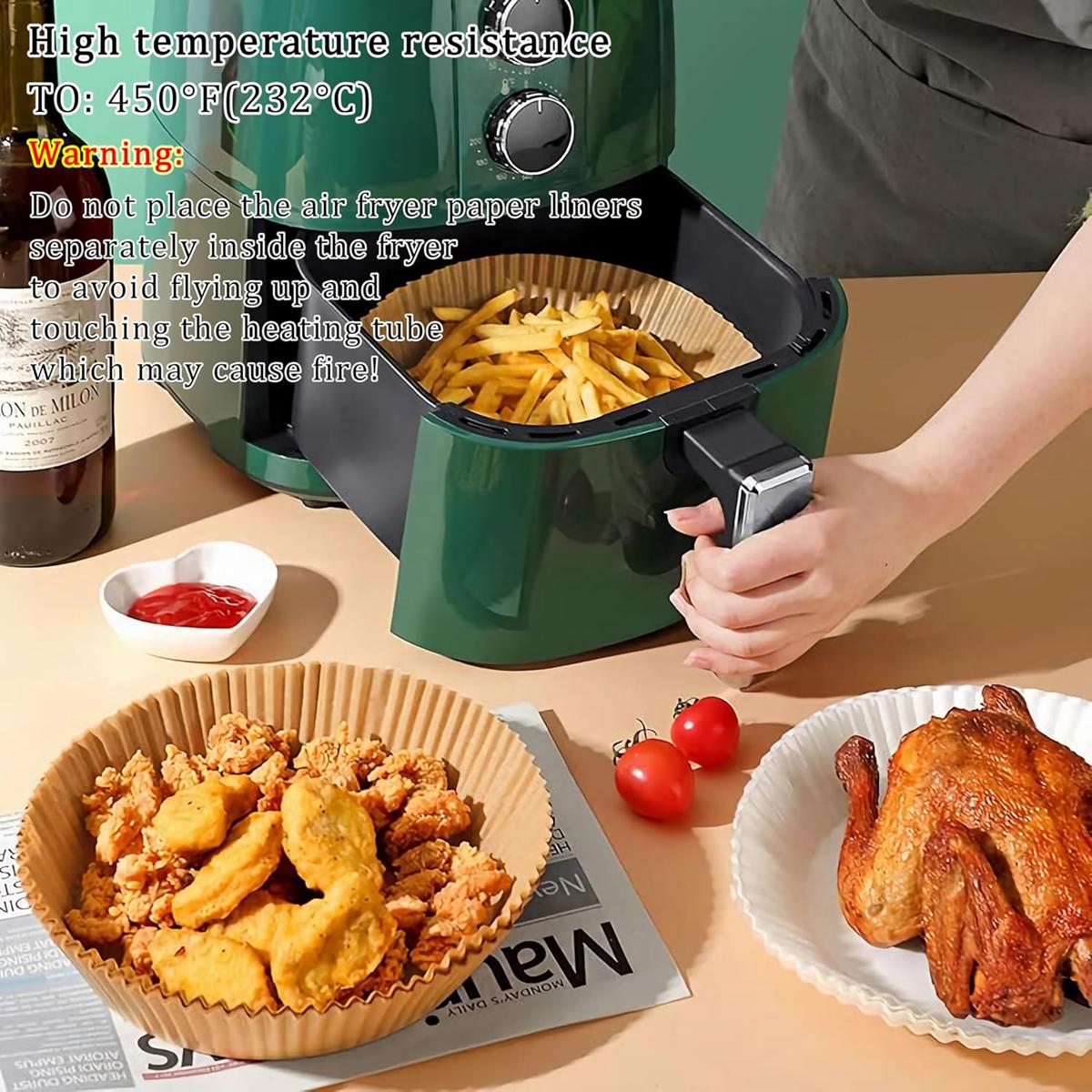 Air Fryer Liner,100 Square Air Fryer ParchmentPaper Liner, Air Fryer Liners Disposable for Microwave,Square Non-Stick Air Fryer Liner Square Free of Bleach