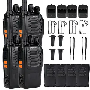 Baofeng 4Pcs BF 888S Walkie Talkie UHF 400 470MHz Long Range Two Way Ham Radios Transceiver for Hunting Hotel