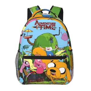 Adventure Time all-over print large-capacity laptop backpack for daily commuting, business, hiking, cartoon casual merch, travel daypack, school bag—gift for kids, women, and men