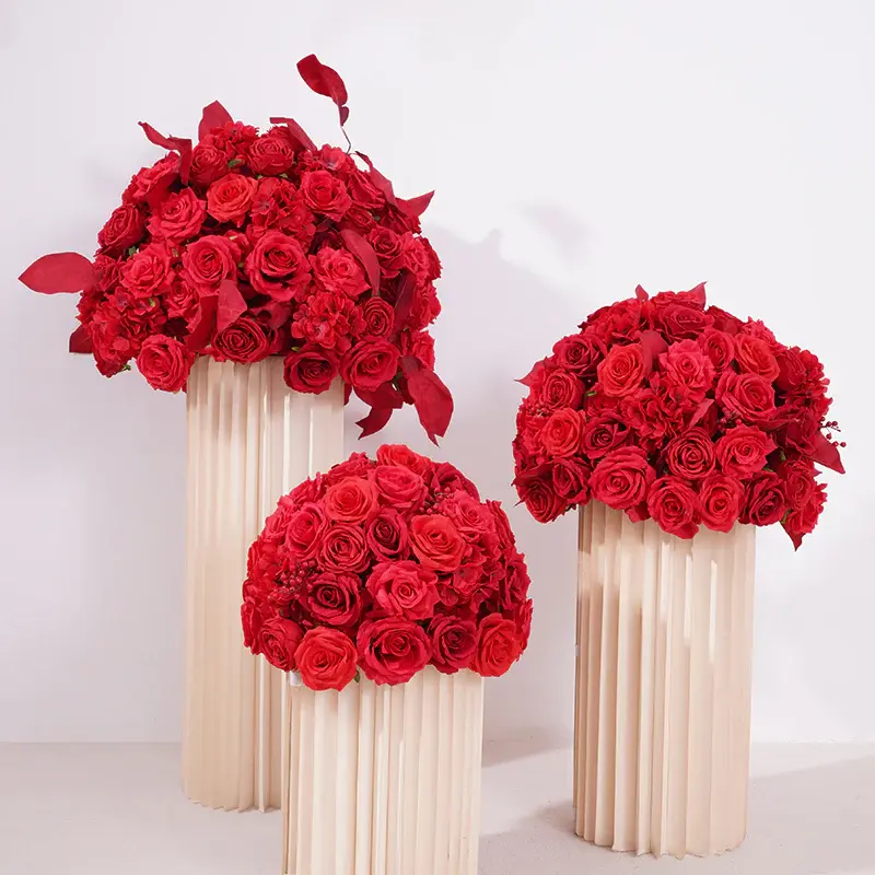 A875205 3pcs Silk Eternal Rose Flower Ball Floral Arrangement, Artificial Decor for Wedding Banquet Table Centerpiece Home Supplies, 3Pcs Flower Ball, Eternal Rose Artificial Flowers