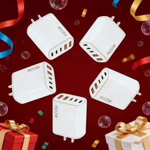 32W Five-Port USB-C Wall Travel Charger, Power Delivery Fast Charging Power Adapter + Quick Charge Wall Plug Multi-Port Type-C Charger Compatible with iPhone 17/16/15/14/13/12/11 Pro Max/XS and iPad, Samsung and More Devices